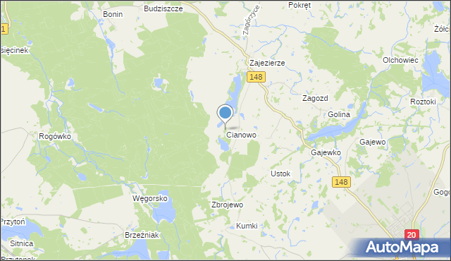 mapa Cianowo, Cianowo na mapie Targeo